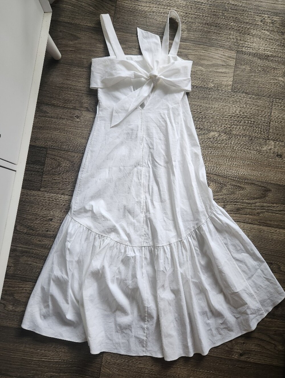 Theory Linen White Tie-Back Midi Dress in Good Linen Summer Cottagecore Size S - Picture 12 of 13